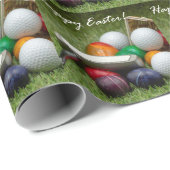 Golf Happy Oster für Golfer auf grünem Gras Geschenkpapier (Rolleneckpunkt)