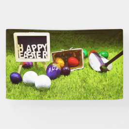 Golf Happy Oster mit Golfball und Eiern Banner