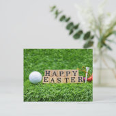 Golf Happy Oster to Golfer mit Kugel auf Grün Postkarte (Stehend Vorderseite)