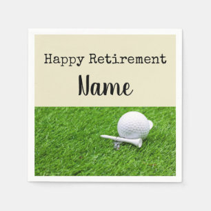 Golf Happy Pension mit Golf Ball und Tee Serviette
