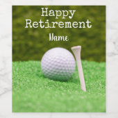 Golf Happy Pension mit Golf Ball und Tee Weinetikett (Einzelnes Label)
