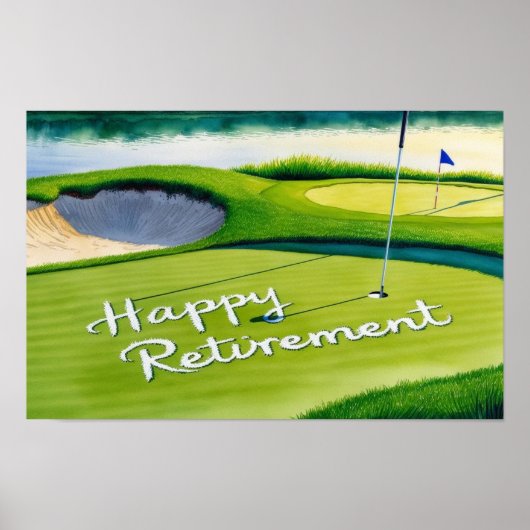 Golf Happy Rente mit Golfball auf Grün Poster (Vorne)