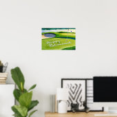 Golf Happy Rente mit Golfball auf Grün Poster (Heimbüro)