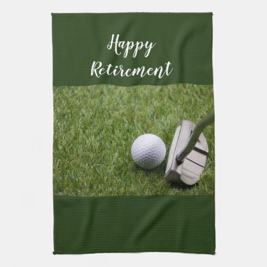 Golf Happy Retirement Golf Ball und Putter Golf Geschirrtuch (Vertikal)