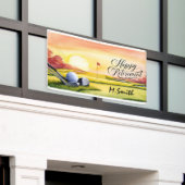 Golf Happy Retirement Golfplatz und Golfer Name Banner (Äußeres Gebäude)