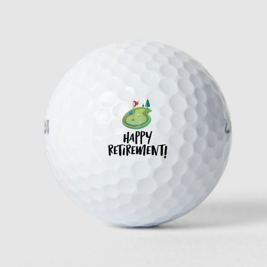 Golf Happy Retirement mit Golfflagge auf Grün Golfball (Vorderseite)