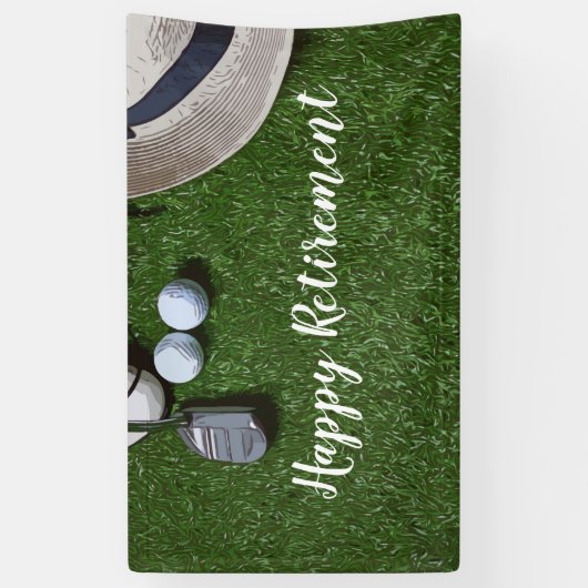Golf-Happy-Ruhestand mit Golfball und Putter-ba Banner (Vertikal)