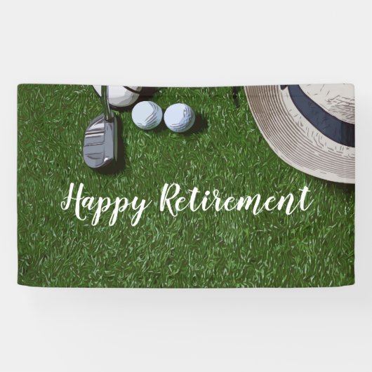 Golf-Happy-Ruhestand mit Golfball und Putter-ba Banner (Horizontal)