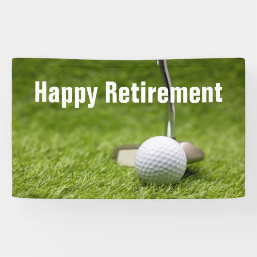 Golf-Happy-Ruhestand mit Golfball und Putter-ba Banner (Horizontal)