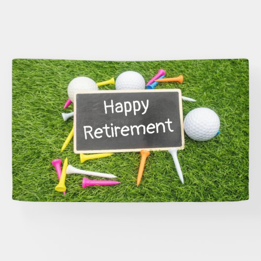 Golf Happy-Ruhestand mit Golfball und Tee Banner (Horizontal)