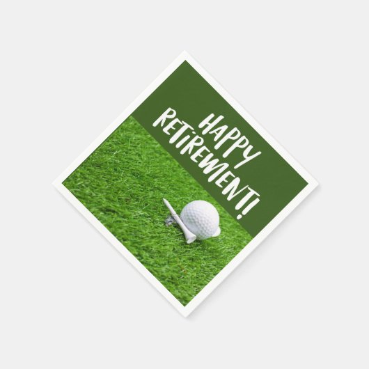 Golf Happy Ruhestand mit Golfball und tee Napki Serviette (Ecke)