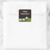 Golf Happy-Ruhestand mit Golfball und Tee Quadratischer Aufkleber (Tasche)