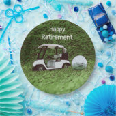 Golf-Happy-Ruhestand mit Golfball und Wagen Pappteller (Party)