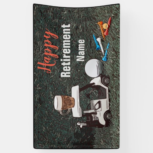 Golf Happy-Ruhestand mit Name Biergolfwagen Banner (Vertikal)