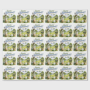 Golf Happy Ruhestand mit Tasche und Wagen Geschenkpapier