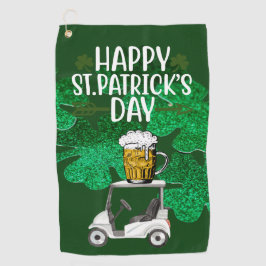 Golf Happy St. Patrick's Day mit Kleeblatt grün Golfhandtuch
