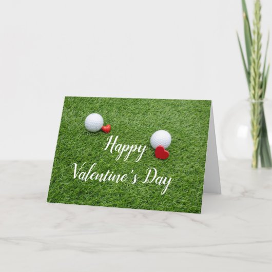 Golf Happy Valentine's Day mit Liebe und Golfball Karte (Vorderseite)