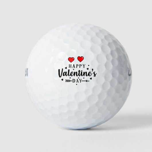 Golf Happy Valentine's Day mit zwei roten Herzen Golfball (Vorderseite)