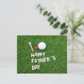 Golf Happy Vatertag mit Golfball und Tee Postkarte (Stehend Vorderseite)