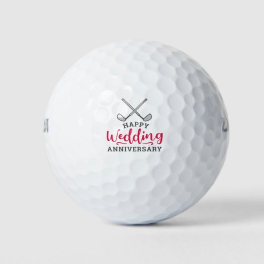 Golf Happy Wedding Jubiläum mit Golfeisen Golfball (Vorderseite)