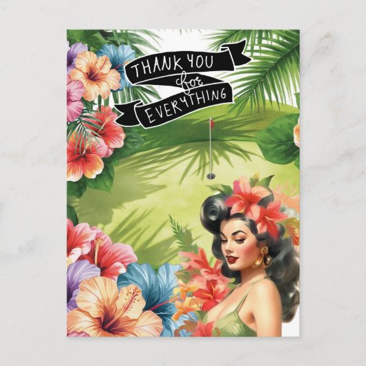 Golf Hawaii Thema Flache Danke Karte (Vorderseite)