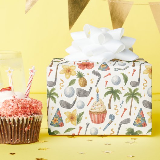 Golf Hawaii thematisch für das Hawaiian Golfer Par Geschenkpapier (Geburtstagsparty)