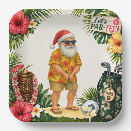 Golf Hawaii Weihnachtsfeier Pappteller (Vorderseite)