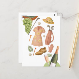 Golf Hawaiian Thema Lady Woman Golfer-Turnier Postkarte