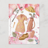 Golf Hawaiian Thema Lady Woman Golfer-Turnier Postkarte (Vorderseite)