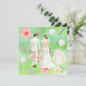 Golf Hawaiian thematische Hochzeit für Golfer Einladung (Stehend Vorderseite)