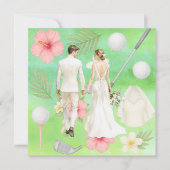 Golf Hawaiian thematische Hochzeit für Golfer Einladung (Vorderseite)