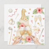 Golf Hawaiian thematische Hochzeit für Golfer Einladung (Vorne/Hinten)