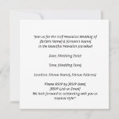 Golf Hawaiian thematische Hochzeit für Golfer Einladung (Rückseite)