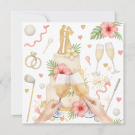 Golf Hawaiian thematische Hochzeit für Golfer Einladung