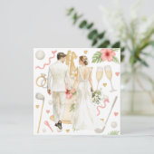 Golf Hawaiian thematische Hochzeit für Golfer Einladung (Stehend Vorderseite)