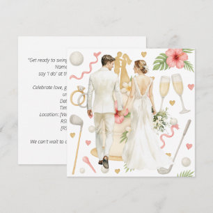 Golf Hawaiian thematische Hochzeit für Golfer Einladung