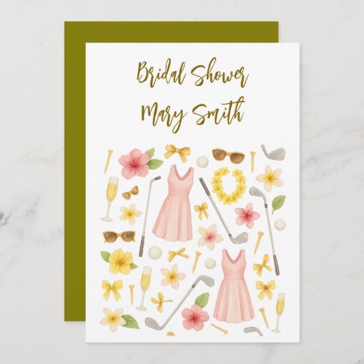 Golf Hawaiian thematische Hochzeit für Golfer Love Einladung (Vorne/Hinten)