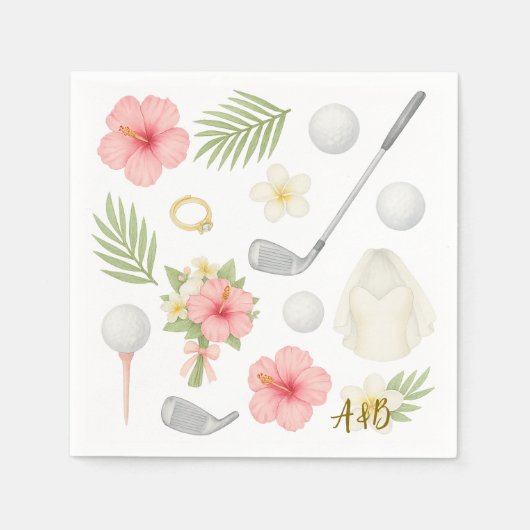 Golf Hawaiian thematische Hochzeit für Golfer Serviette (Vorderseite)