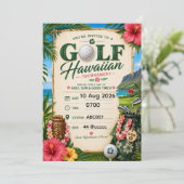 Golf hawaiianisches Thema Einladung (Stehend Vorderseite)