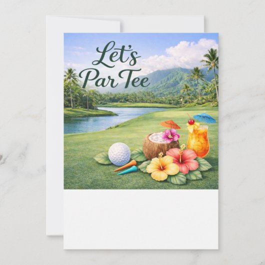 Golf Hawaiianisches Thema Einladung (Vorderseite)