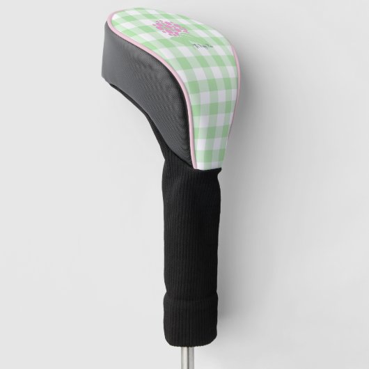 Golf Head Cover Green Gingham Headcover (angewinkelt)