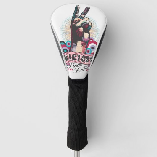 Golf Head Cover – Victory Peace & Love Pop-Art  Headcover (Vorderseite)