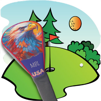 GOLF-HEADCOVER - Patriotischer Adler + USA & Monog Golf Headcover