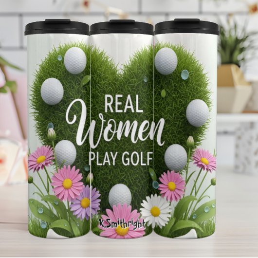 Golf Heart Women Play Golf Thermosbecher