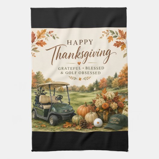 Golf Herbstliches Golfplatz-Design für Golfer Geschirrtuch (Vertikal)