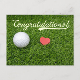 Golf Herzlichen Glückwunsch Golfball mit Liebe auf Postkarte