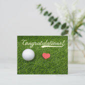 Golf Herzlichen Glückwunsch Golfball mit Liebe auf Postkarte (Stehend Vorderseite)