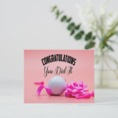 Golf Herzlichen Glückwunsch Sie haben es Dame Golf Postkarte (Stehend Vorderseite)