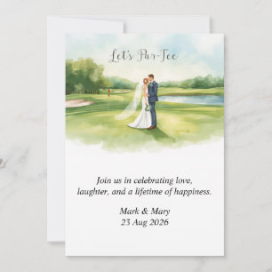 Golf-Hochzeit Aquarell-Thema Einladung