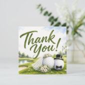 Golf-Hochzeit Braut & Bräutigam Danke (Stehend Vorderseite)